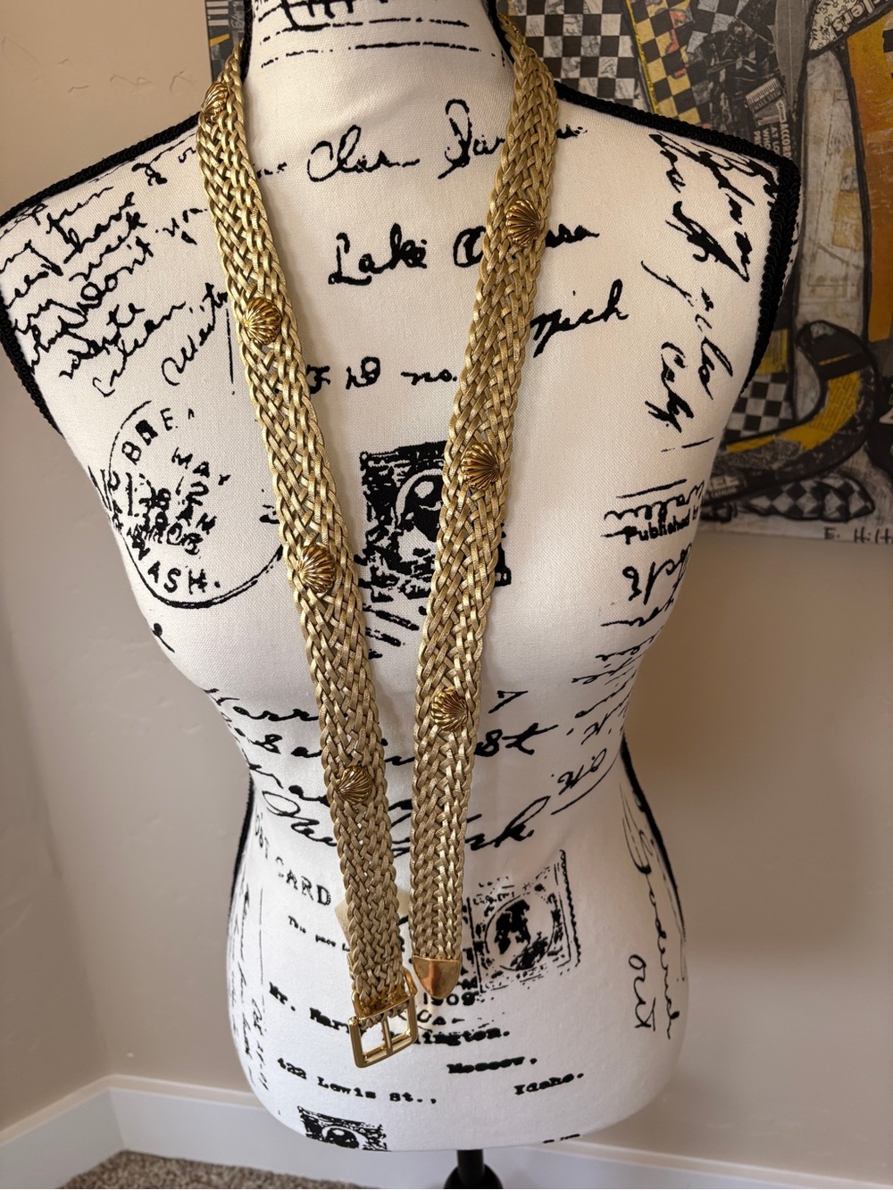 JCrew Gold-Tone Braided Belt with Seashell Detailing